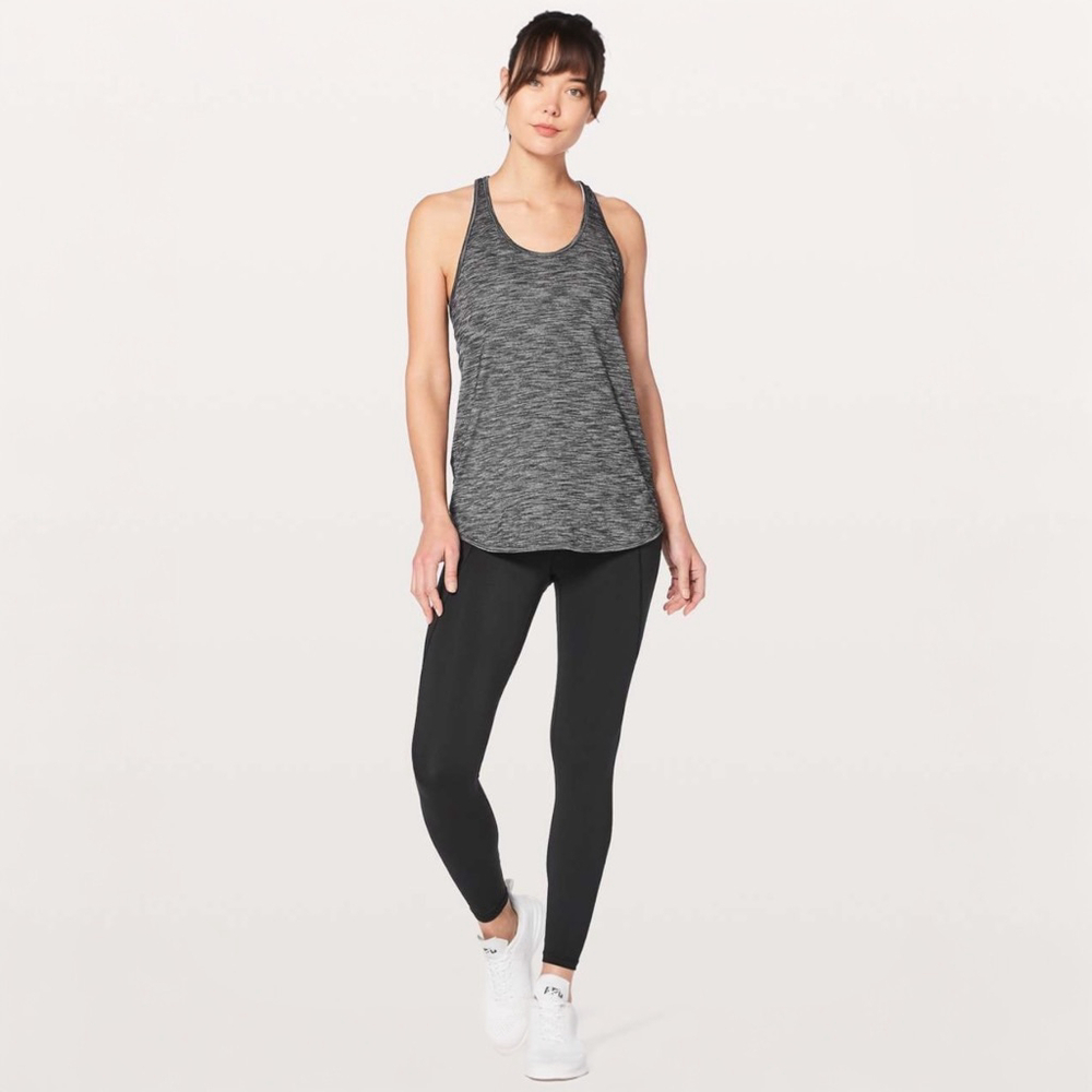 LULULEMON Essential Heathered Black Tank, Athletic Top, Sz 6